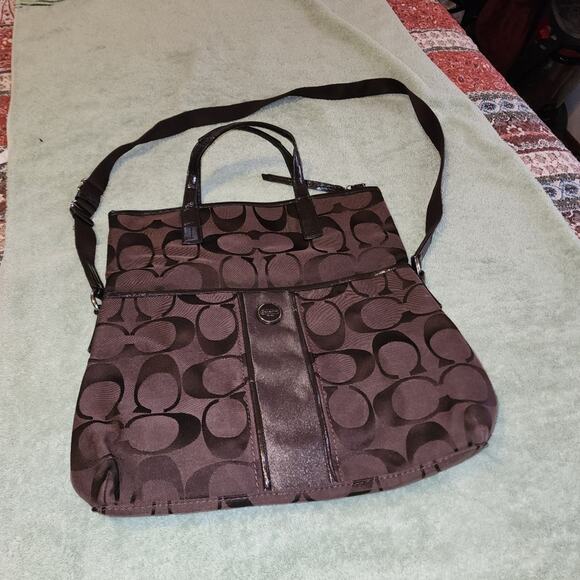 COACH EUC SIGNATURE FOLDOVER CROSSBODY BAG - Picture 1 of 7